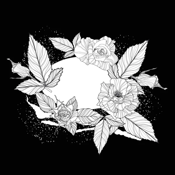 Witte realistische rozen op zwarte achtergrond — Stockvector