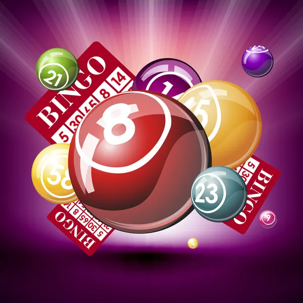 Bingo ou bolas de loteria e cartões — Vetor de Stock