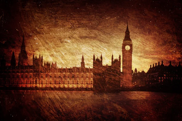 Imagem sombria e texturizada das Casas do Parlamento em Londres — Fotografia de Stock