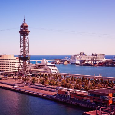 Luxury Cruise Ships in Barcelona - Spain clipart