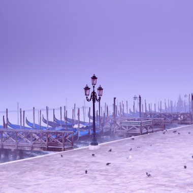 Piazza San Marco at a foggy morning. Venice - Italy clipart