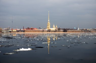 Peter and Paul Fortress, the early spring. St. Petersburg. Russi clipart