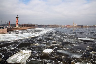 Ice drift on the river Neva. View of St. Peter and Paul Fortress clipart
