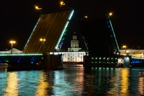 stock image Palace Bridge on the River Neva night. Saint-Petersburg. Russia