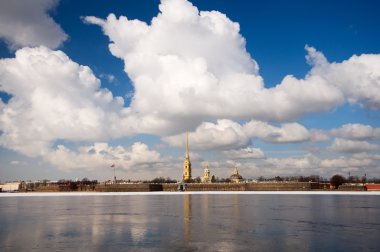 Spring in St. Petersburg. Peter and Paul Fortress. The Neva Rive clipart