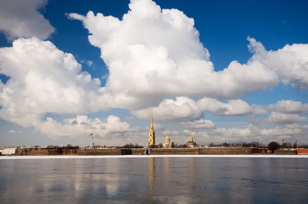 stock image Spring in St. Petersburg. Peter and Paul Fortress. The Neva Rive