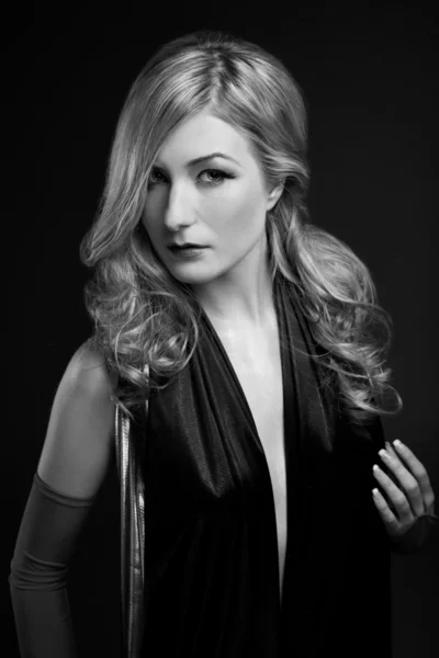 stock image B&W Glamour portrait of blond woman