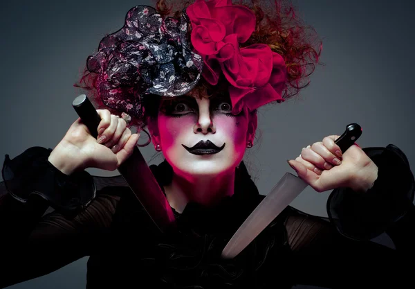 Mime mulher com faca — Fotografia de Stock