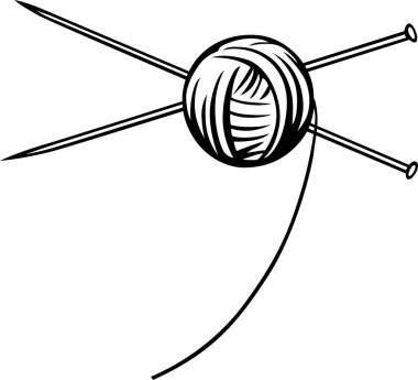 Yarn ball with needles clipart