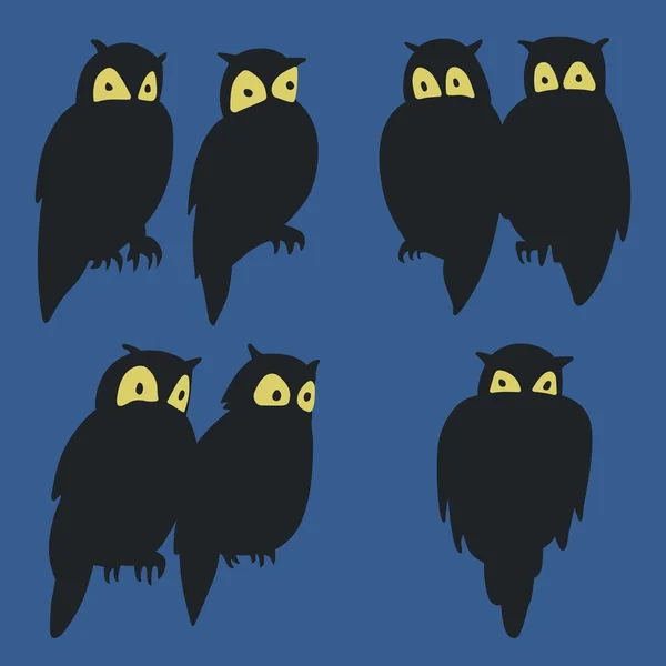 猫头鹰在夜间 — 图库矢量图片