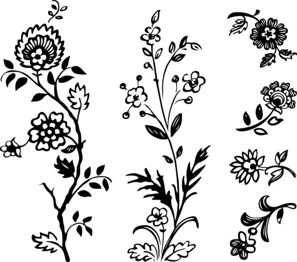Elementos decorativos florales — Vector de stock