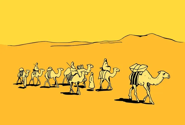 Caravana de camelo — Vetor de Stock