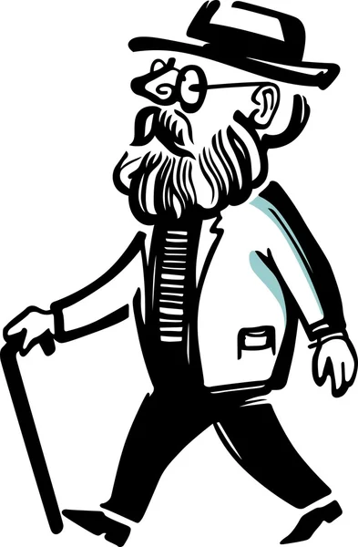 Hombre viejo caminando — Vector de stock