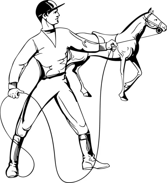 Jinete y caballo — Vector de stock