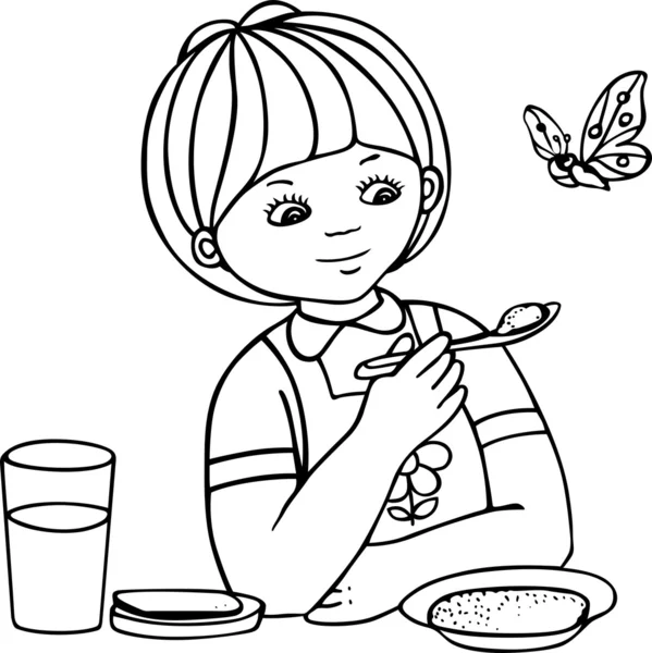 女孩和蝴蝶 — 图库矢量图片