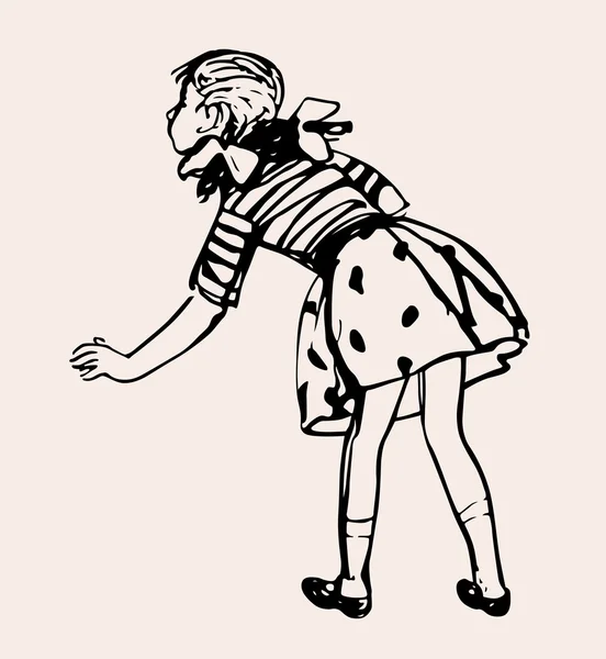 Chica de pie su espalda vuelta — Archivo Imágenes Vectoriales