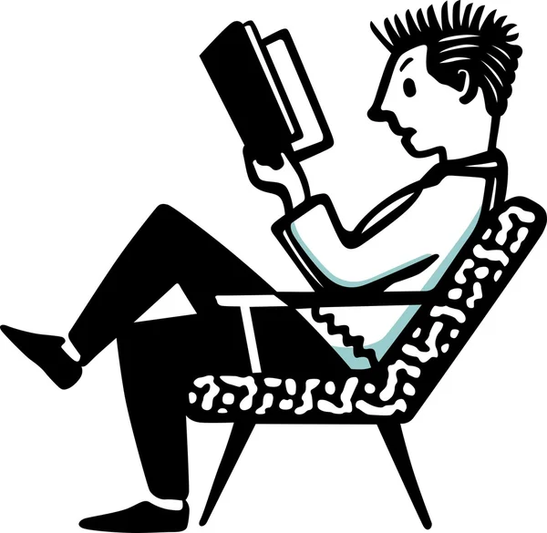Homme lisant un livre — Image vectorielle
