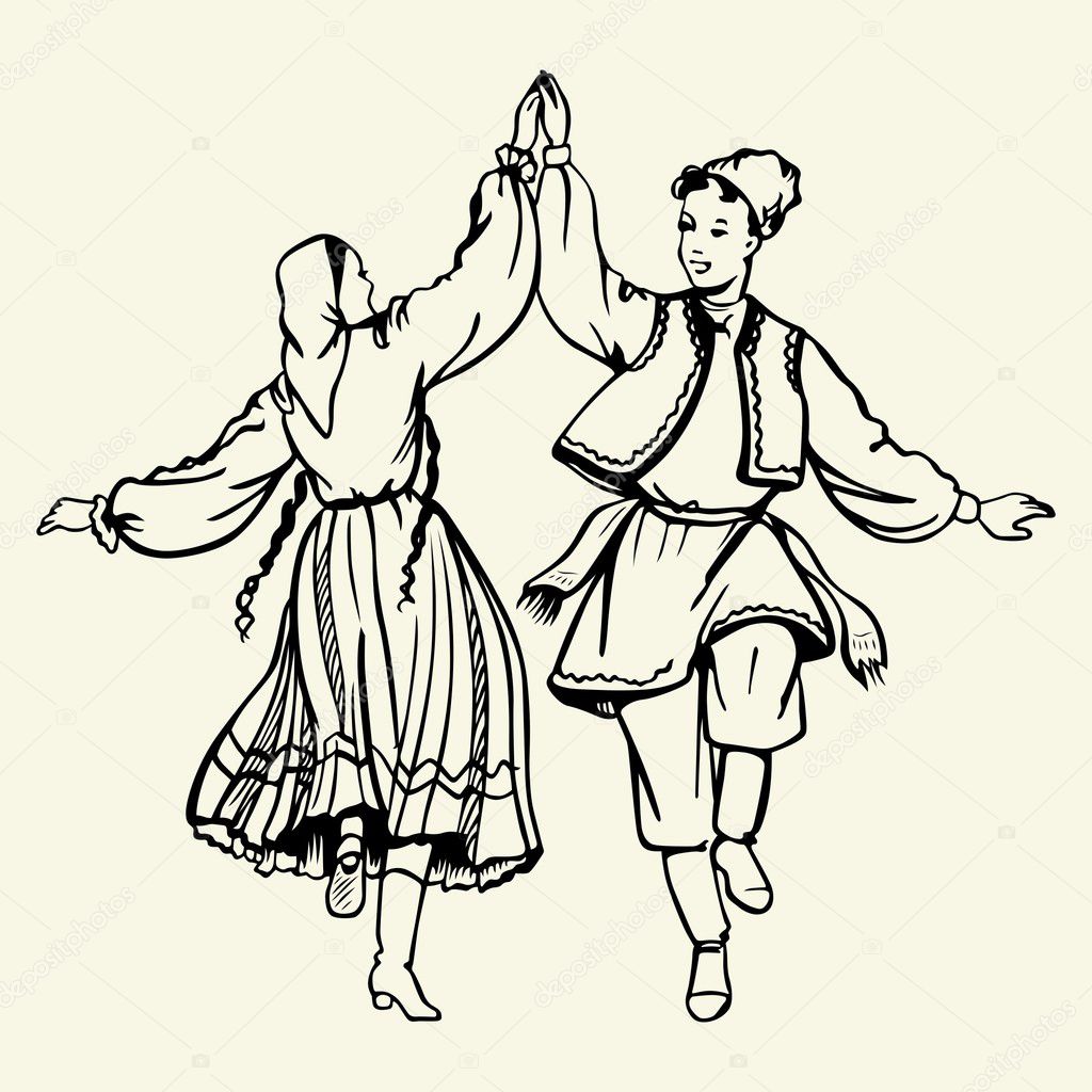 Dancing couple in traditional dress
