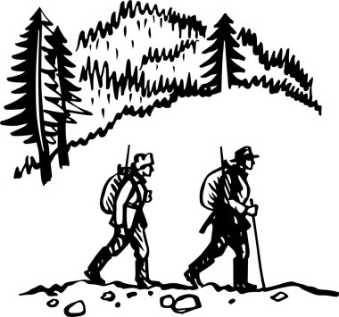 Two hunters clipart