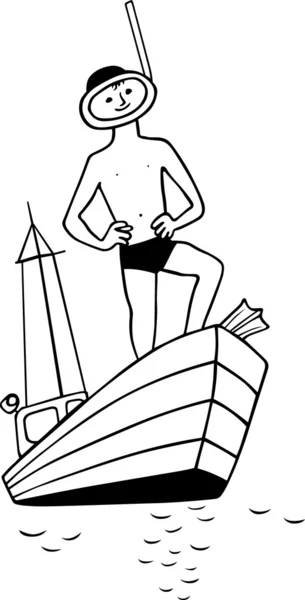 Мальчик на лодке — стоковый вектор