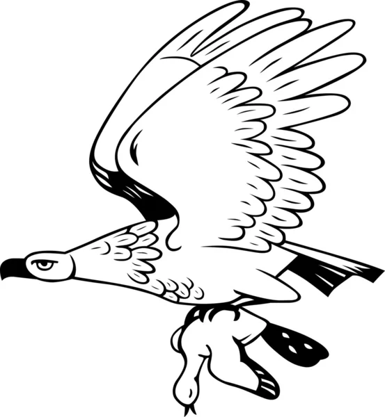 Aigle volant avec proie — Image vectorielle