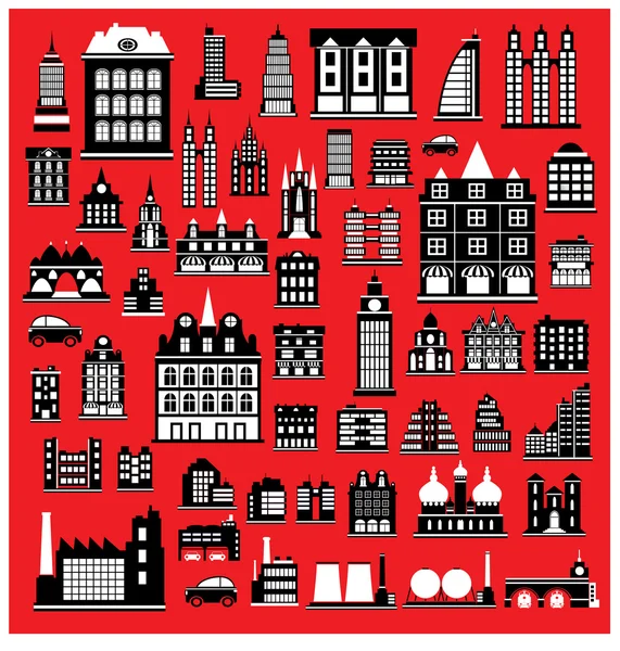 Casas en el rojo — Archivo Imágenes Vectoriales