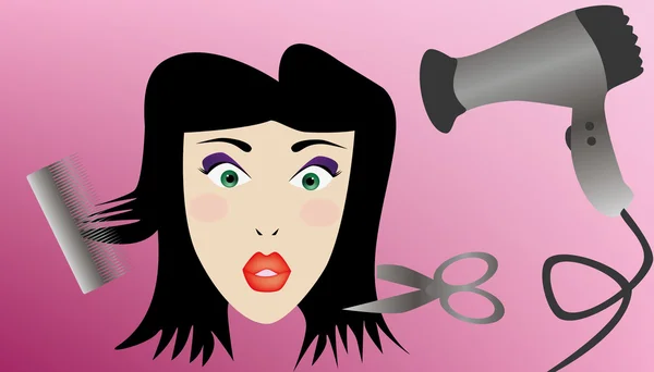 Femme qui coupe les cheveux — Image vectorielle
