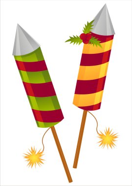 Christmas fireworks with berries clipart