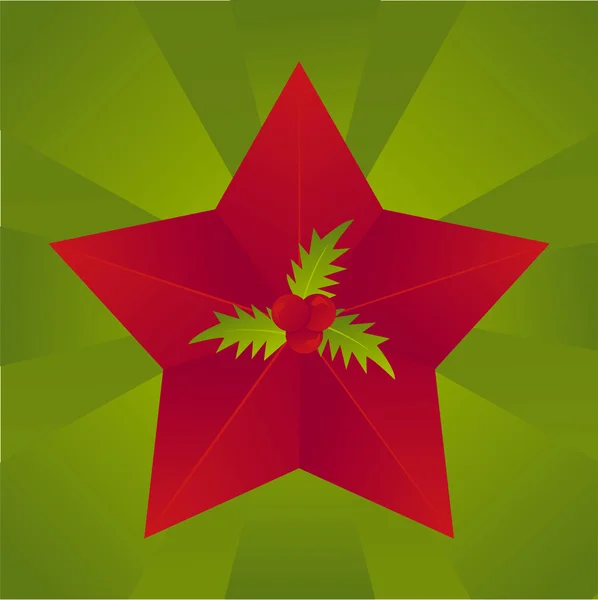 Estrella roja de Navidad con bayas — Archivo Imágenes Vectoriales