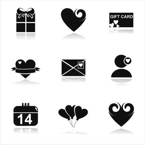 Icônes de Saint-Valentin noir — Image vectorielle