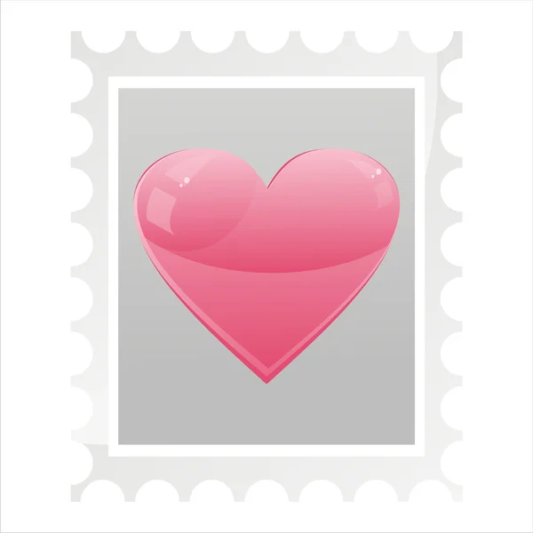 Poštovní známce s lesklým srdce — Stockový vektor