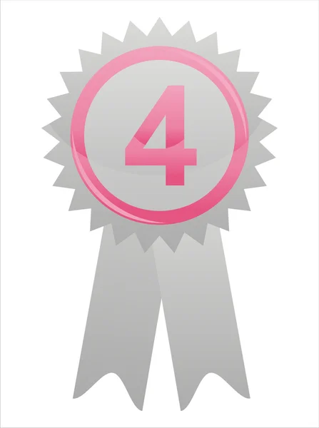 Pink label with number four — Stock Vector