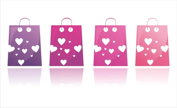 Bolsas de compras de San Valentín — Vector de stock
