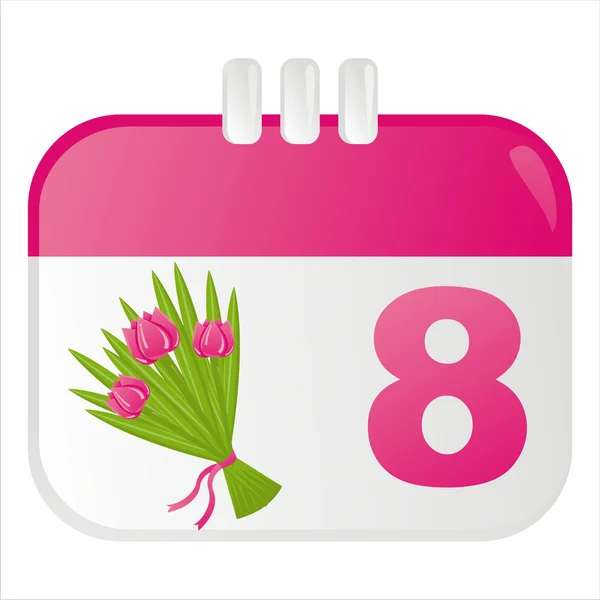 8 marca ikonę kalendarza — Wektor stockowy