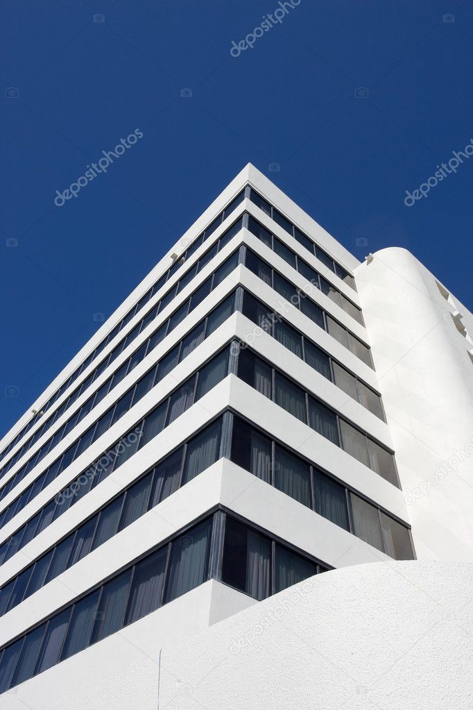 A tall white building