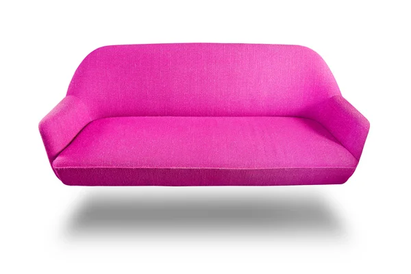 Sofá tecido rosa isolado com caminho de recorte — Fotografia de Stock