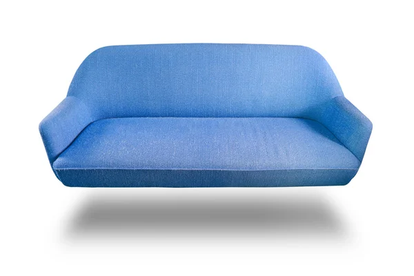 Blauwe weefsel sofa geïsoleerd met uitknippad — Stockfoto