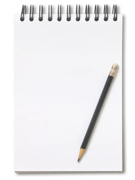 Notebook and pencil isolated on white background — Stock Photo, Image
