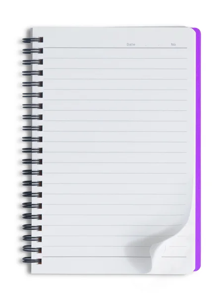 Пустой фиолетовый ноутбук на белом фоне — стоковое фото