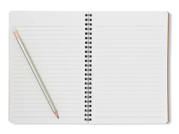 Zápisník a tužka izolované na bílém pozadí — Stock fotografie