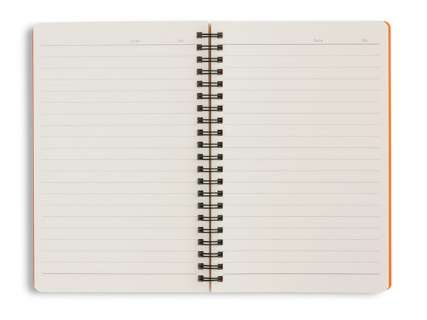 Blank orange notebook on white background with clipping path