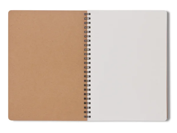 Notebook em branco fazer a partir de papel reciclado no fundo branco — Fotografia de Stock