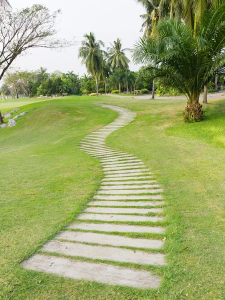 Walkway on green grassy in golf club — Stock Photo, Image