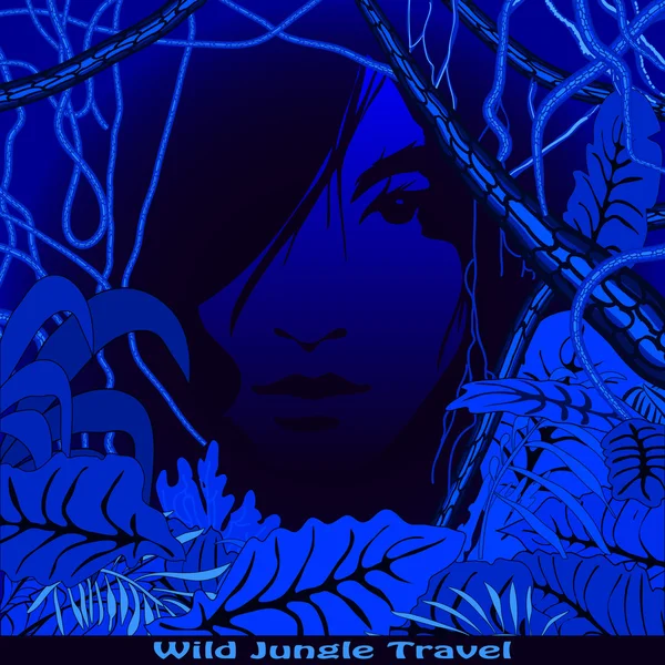 Jungle-7- bleu — Image vectorielle