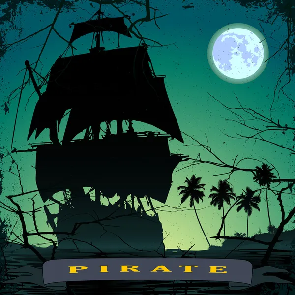 Pirate schip-3 — Stockvector