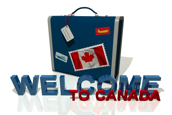 Welcome to Canada travel suitcase — Stock Photo, Image