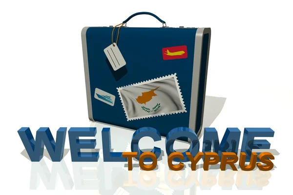 Benvenuti a Cipro valigia da viaggio — Foto Stock