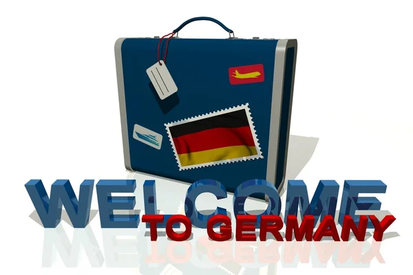 Ласкаво просимо до Німеччини туристичне валіза — стокове фото