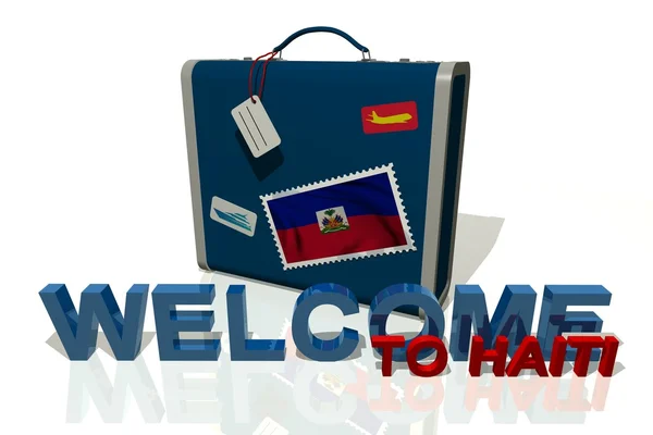 Bienvenido a Haití maleta de viaje — Foto de Stock
