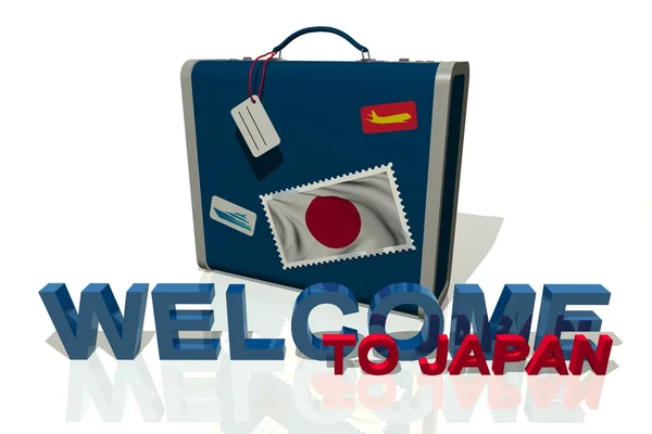 Vítejte v Japonsku cestovní kufr — Stock fotografie